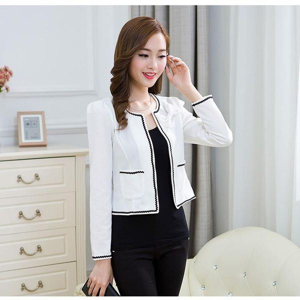 

women's suits & blazers ladies long sleeve flower women suit jacket black pink blaser fashion autumn female plus size blazer femme, White;black