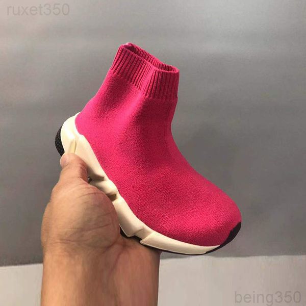 

2020 kids fashion ankle boots speed stretch mesh high trainer running shoes speed knit sock mid-trainer sneakers 24-35 juu6n, Black