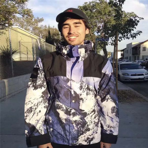 

2020 fashion waterproof 3d printing snow mountain down jacket men's winter thicker jacket popular street style good quality size s, Black