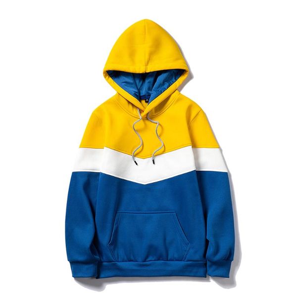 

new men casual sweatshirt solid patchwork hoodies male 2020 autumn hooded pullover harajuku hip hop streetwear tracksuit clothes, Black