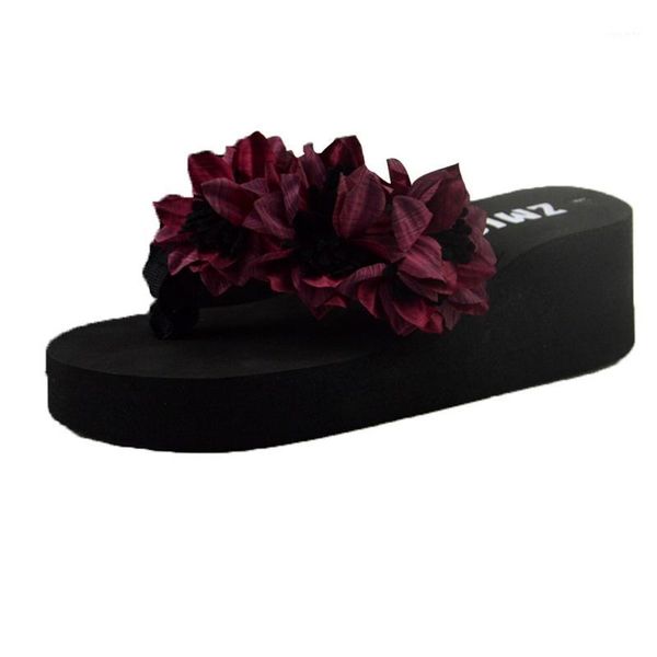 

jaycosin muffin ladies casual wedge slippers women slippers sandals home bathroom beach flip flops beach shoes summer1, Black