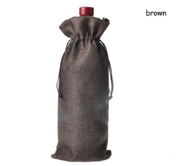 

factorymhsvburlap gift bottle jute champagne covers packaging pouch bag wedding party decoration wine bags drawstring co