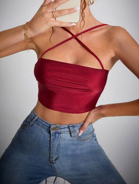

tall criss cross crop cami z3do#, White