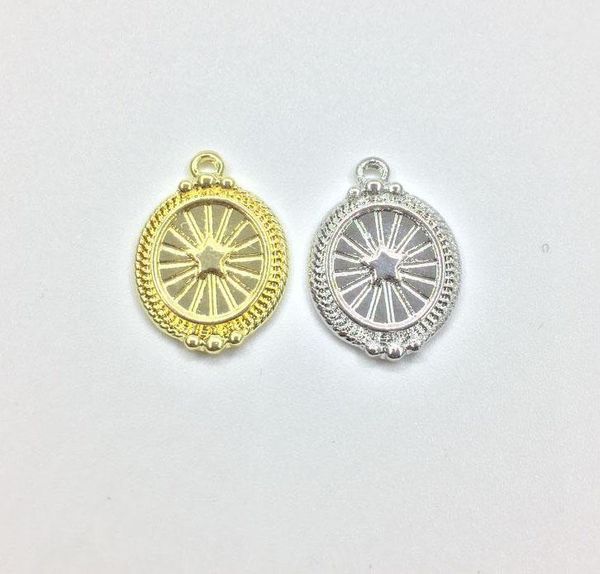 

eruifa 10pcs 15*20mm round star zinc alloy jewelry diy charms pendant necklace,eearrings 2 colors, Bronze;silver