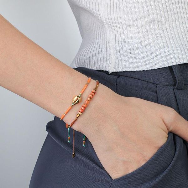 Charm-Armbänder KELITCH Gold Orange Perlen Muschel für Frauen Pulsera Hombre Freunde Schmuck Geschenk Joias Casal