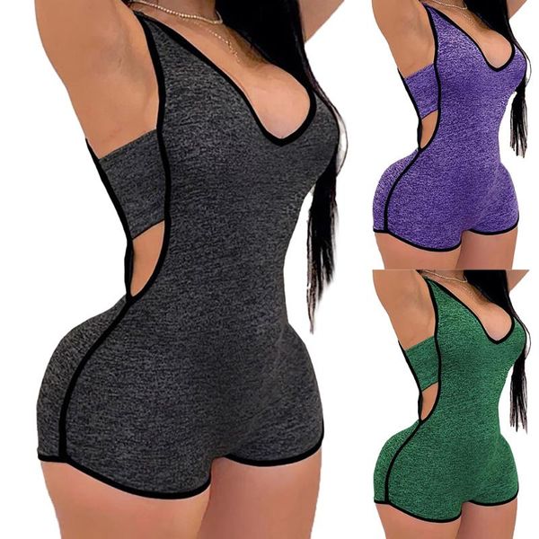 

summer women rompers jumpsuit hooded playsuits skinny hollow out sportswear biker shorts v neck playsuits sleeveless romper, Black;white