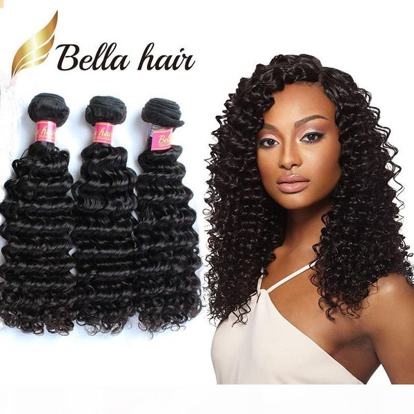 

bella hair 8a gorgeous curl brazilian human hair weft 8~30in black color deep wave wavy hair extensions 100g pc 3 pieces ing