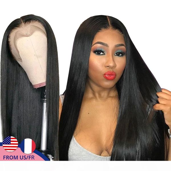 

straight lace front human hair wigs for women 30 inch lace closure wig remy brazilian 13x4 frontal wigs full with baby hair, Black