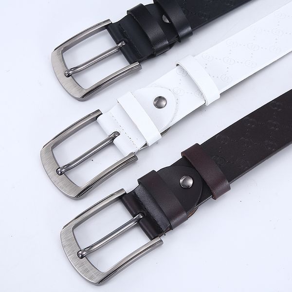 

2021 new men genuine leather belts luxury designer pin buckle belt quality second layer cow strap male width 3.8 cm 5u3n, Black;brown