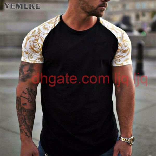 

male t-shirts summer short sleeve o-neck stripe printed loose slim t shirt mens tee slimfit, White;black