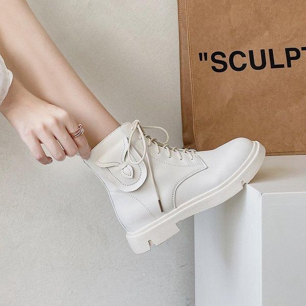 

white leather women ankle boots for martin boots motorcycle shoes autumn winter female 2020 women booties zapatos mujer, Black