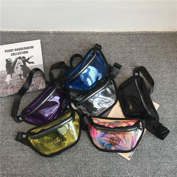 

2021 brand new holographic fanny pack fashion shiny waist belt bag small crossbody purse for travel party date