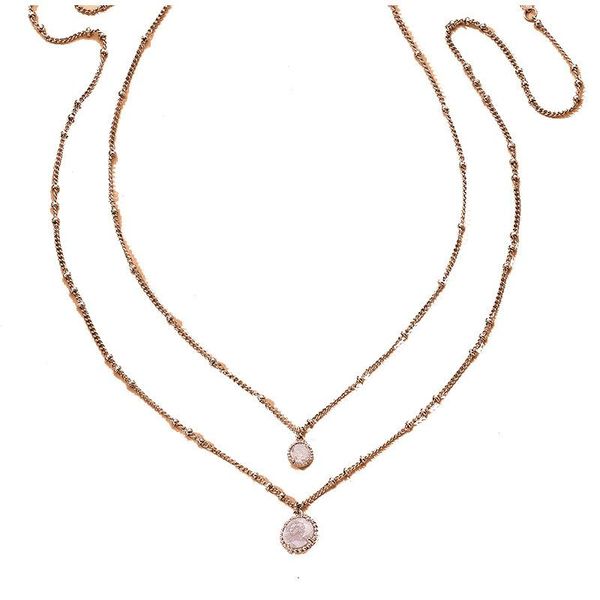 

2020 new ins double layers chain minimalism pendant choker necklace korean fashion chic party jewelry, Golden;silver