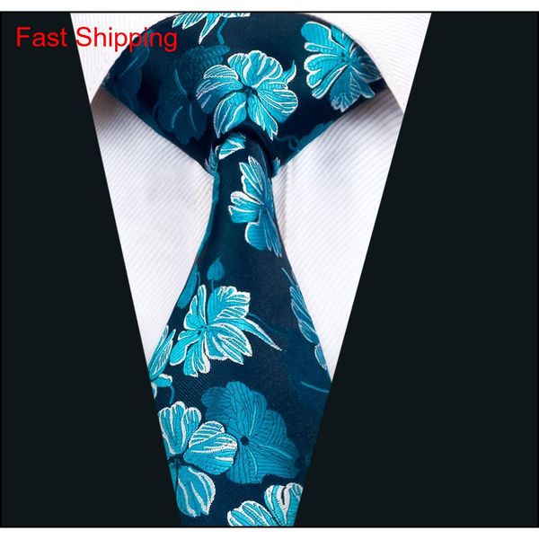 

classic silk mens neckties blue tie set floral mens ties tie hanky cufflinks set jacquard woven meeting business w qyleux bde_home, Black;blue
