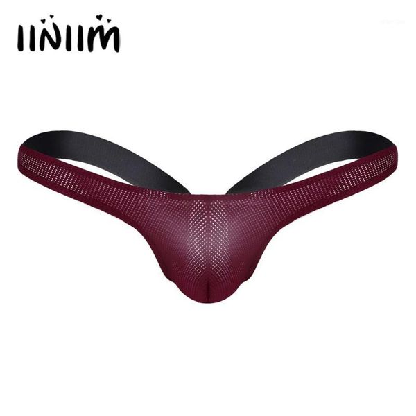 

iiniim mens mesh see through wetlook stretchy open back gay panties jockstrap bikini g-string thong string homme underwear1, Black;brown