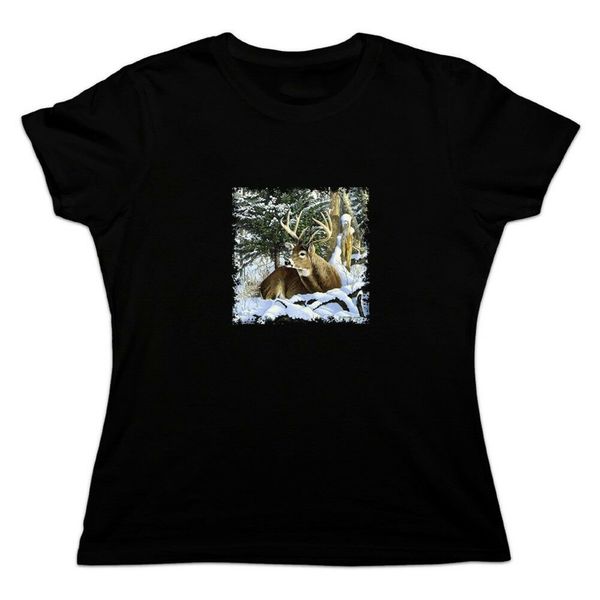 

deer in the snow women's novelty t-shirt fashion tee shirt sport hooded sweatshirt hoodie