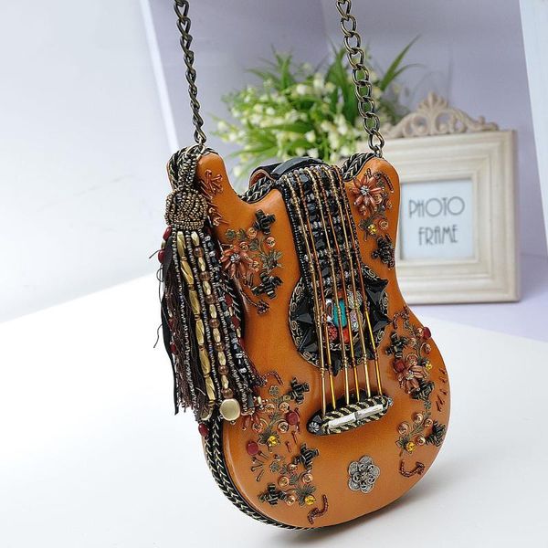 

amberler fashion women shoulder bag guitar design ladies chain crossbody bags vintage 2020 female messenger bags