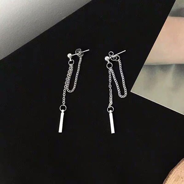 

dangle & chandelier korean personality trendy cold style net red chain tassel earrings temperament punk hipster women's 2021 wholesale, Silver