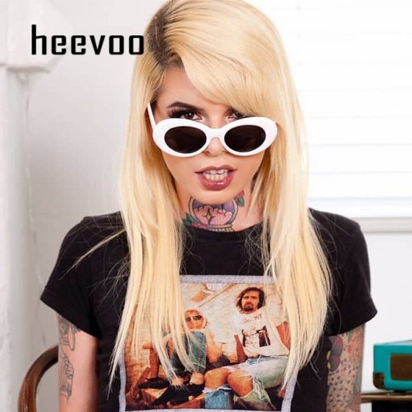 

rock hip hop glasses oval ladies trendy vintage retro round sunglasses women's white black eyewear uv400 goggle