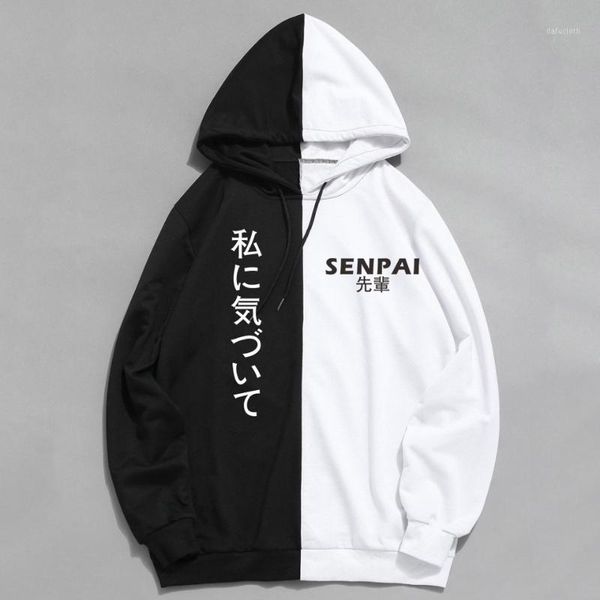 

new japanese senpai design men women hoodies hoody sweatshirt patchwork streetwear harajuku pullover sudadera hombre1, Black
