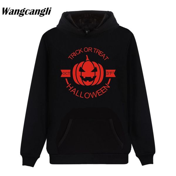 

halloween trick or treat autumn winter hoodies women casual print harajuku hoodie sweatshirt men jacket coat plus size, Black