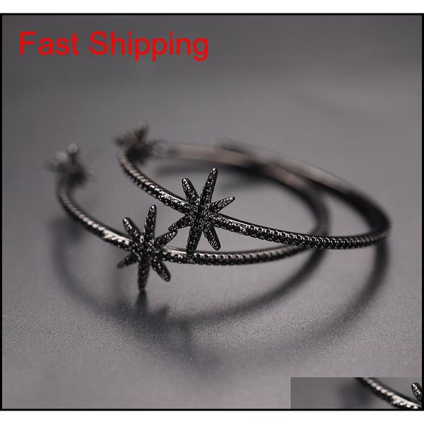 

luxury- shiny big round hoop earrings for women gold/sliver/black charm snowflake zircon earring star flowers qyllsj nana_shop, Silver