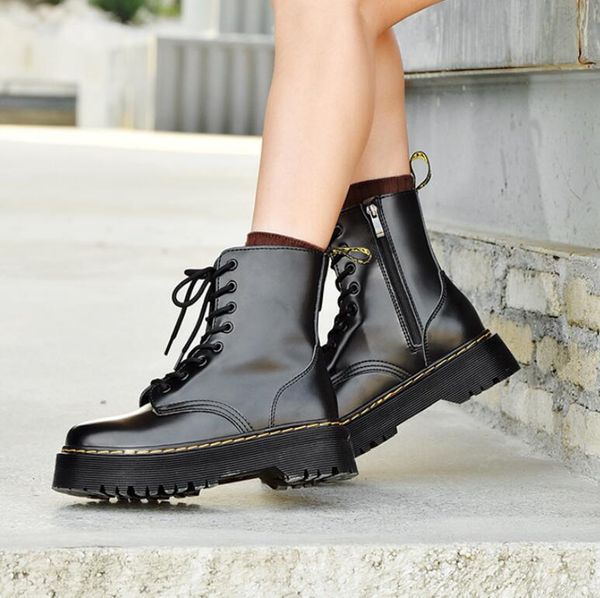 

fashion zipper short high booties women genuine leather martin boots big size 34-40 ing, Black