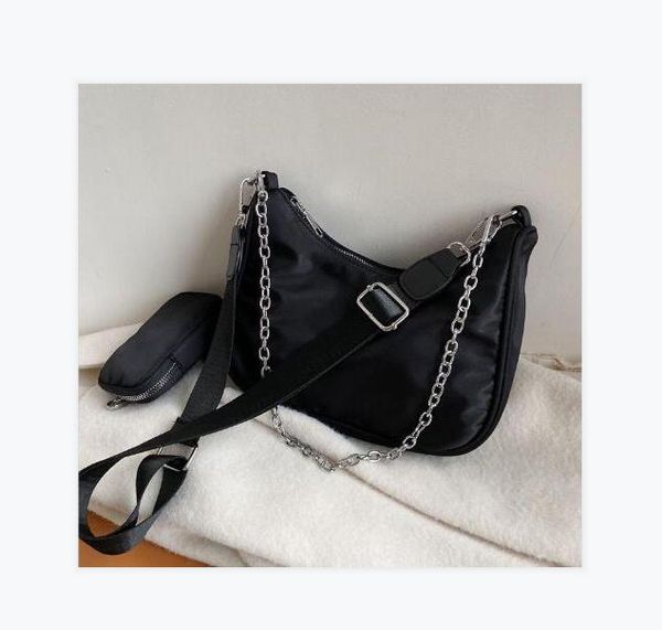 

2021 women 2pcs/set shoulder bags waterproaf canvas nylon chest pack lady tote chains handbags presbyopic purse messenger crossbody