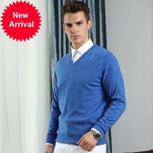 

2021 new basic men's jerseys 100% cashmere sweater knitted or crocheted v-colour male flat-knit winter sweaters should buy 6km3, White;black