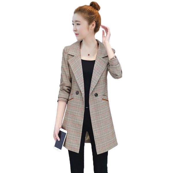 

plaid women's small suit spring and autumn new slim long section fashion casual retro women's jacket jq152, White;black