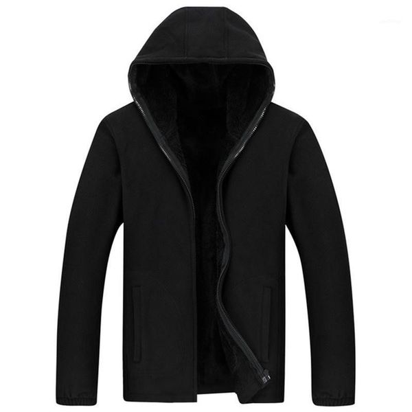 

men tactical jackets autumn winter hooded fleece warm coats outwear solid sweatshirts windbreaker clothing-d1, Black;brown