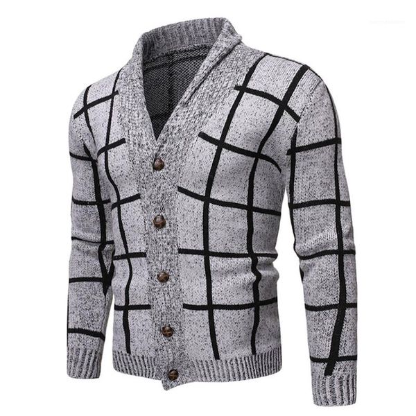 

breasted cardigan sweater plus size male clothing dropshipping fashion v neck wool sweater plaid printed single, White;black