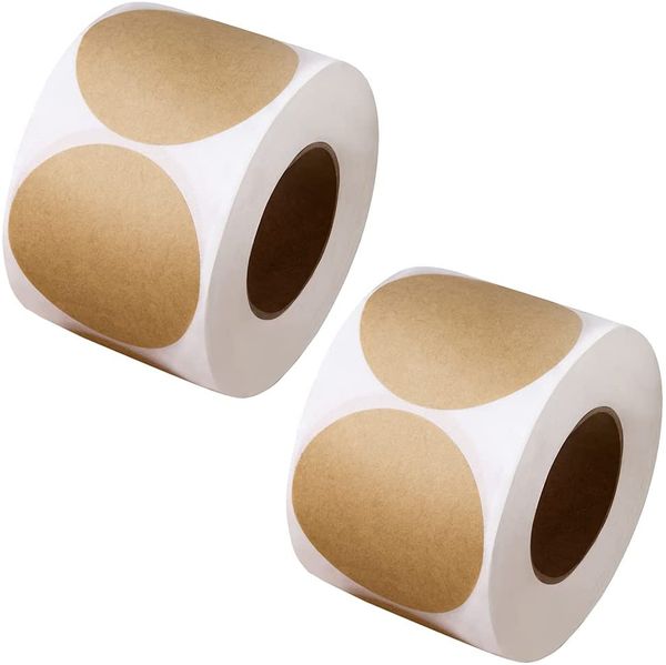 500 por rolo Kraft papel adesivos redondos Etiquetas em branco para artigos artesanais de tag de presente Diy envelope adesivos de vedação de papelaria