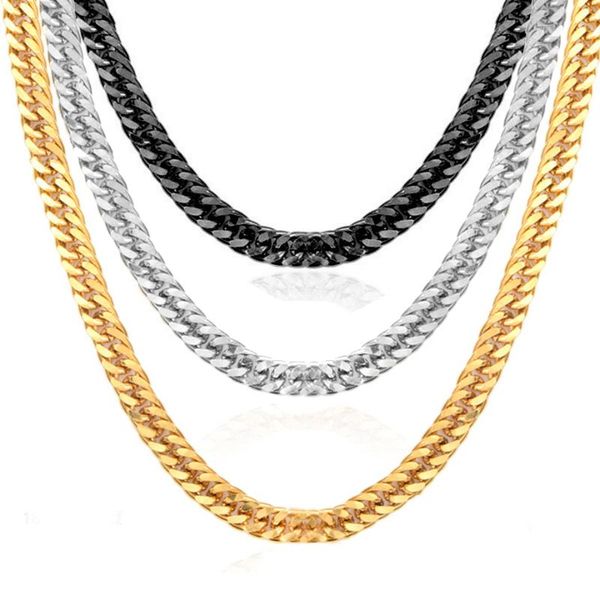 

chains hip hop miami curb cuban link chain stainless steel black/gold/silver color rapper necklace for men women jewelry drop