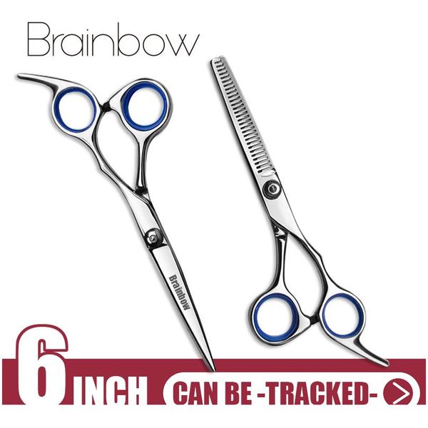 

brainbow 6 inch cutting thinning styling tool hair scissors stainless steel salon hairdressing shears regular flat teet bbyslg