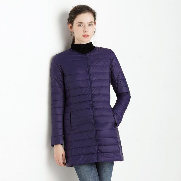 

women midi long jackets fashion light thin slim style 2020 spring autumn female casual coats duck down liner o-neck plus 3xl 4xl1, Black;brown