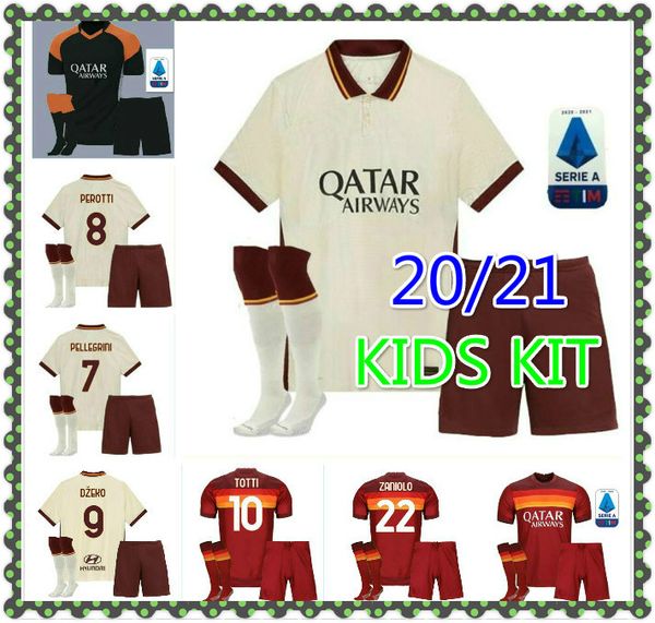 

kids kit 20 21 рим футбол джерси заниоло калиническая футболка roma pellegrini manolas camiseta de futbol dzeko kluivert as maillot, Black