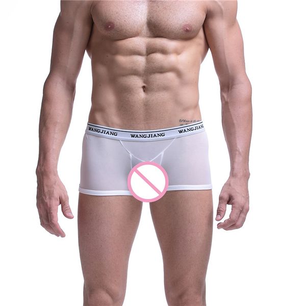 

3Pieces/Lot Ultra-thin men underwear boxer shorts Translucent Summer Comfort Breathable underpants gay men nylon boxer underwear, Black
