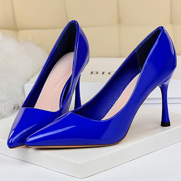 

2020 women blue 9cm high heels bridal nude prom pumps lady scarpins fashion classic heels talon femme pointed toe office shoes, Black