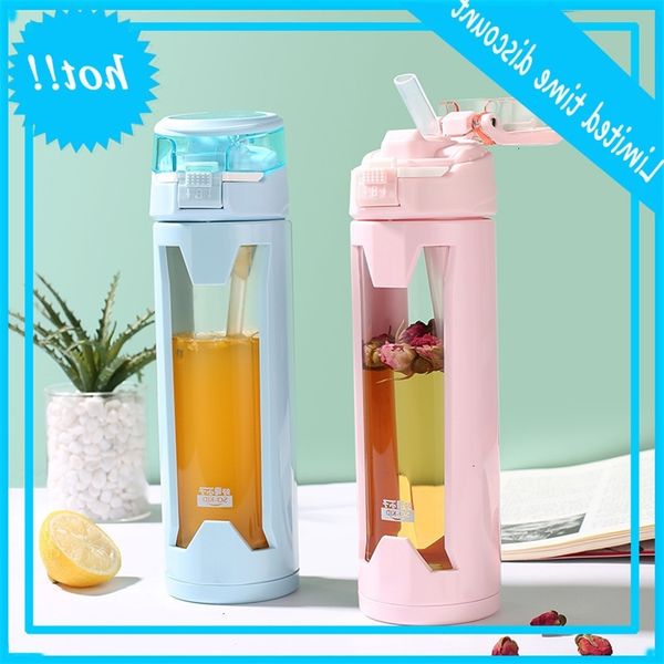 

glass water with straw female portable cup for pregnant women