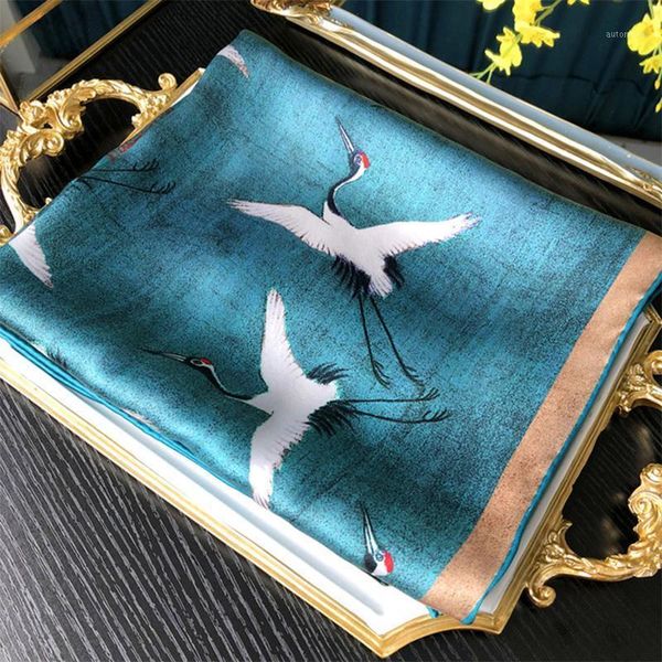 

real silk scarf ladies printed map shawl pure 100% silk scarf female large square scarfe fashion women middle-aged mother gift1, Blue;gray
