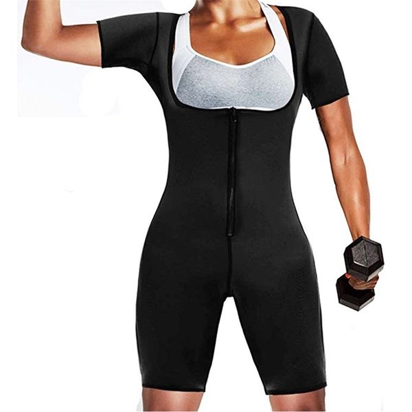 Kadın Tam Vücut Heykel Neopren Spor Sauna Giysileri Korse Tayt Zayıflama Zayıflama Siyah Bodysuit Yağ Burner Ter Slim LJ201209