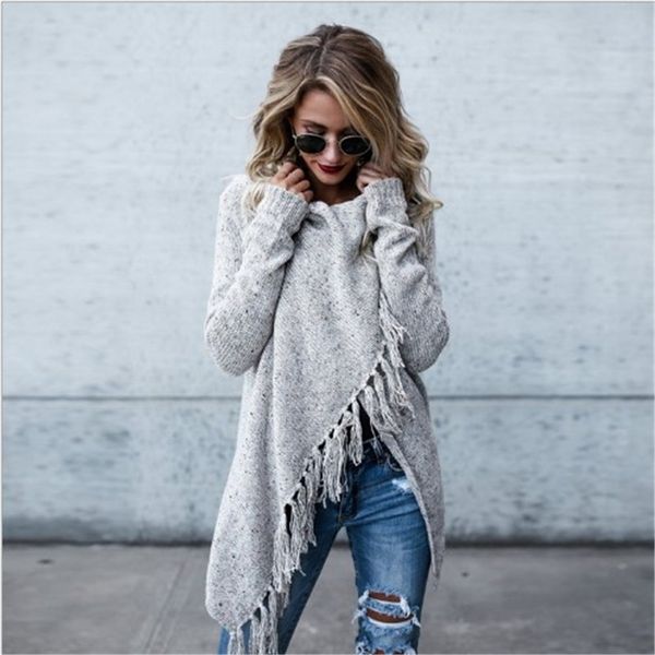 

bohemian winter sweater oversize tassel cardigan long sleeve multicolor casual sweaters loose knitting robes y200720, White;black