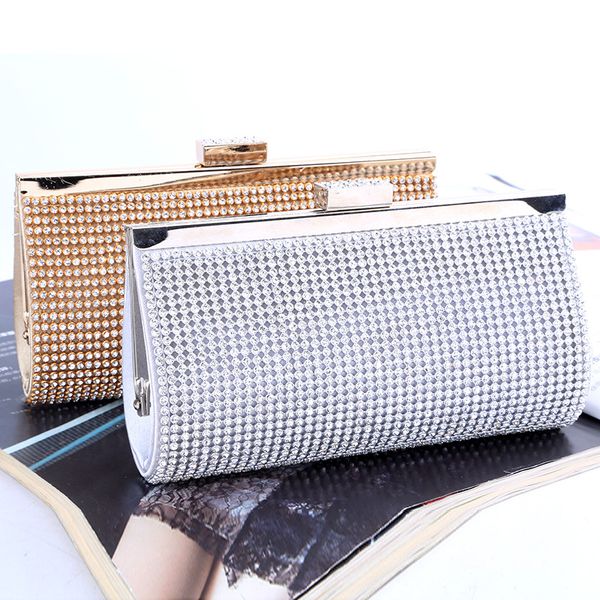 

handbag factory/retaill/wholesale brand new handmade noble diamond evening bag/clutch with satin for wedding/banquet/party/porm, Silver