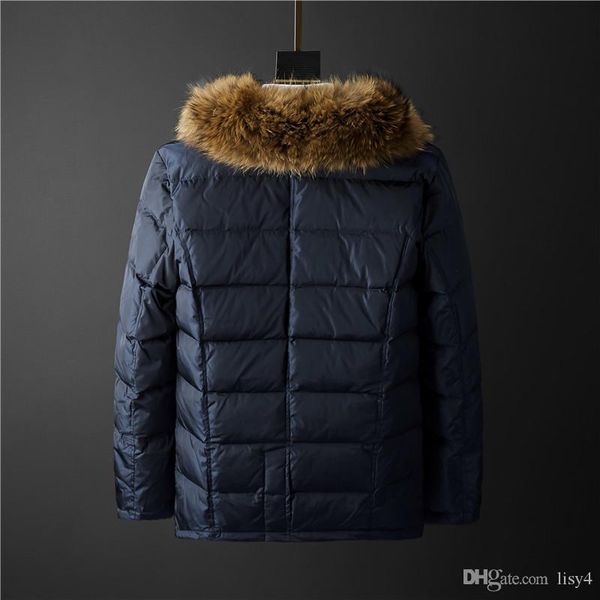 

2021 winter warm men jacket coat casual autumn stand collar puffer thick hat white duck parka male men's winter down jacket with hood, Black