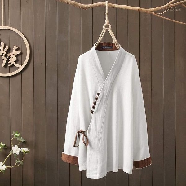 

zanzea 2020 elegant v neck shirts women's patchwork blouse casual long sleeve blusas female lace up tunic autumn plus size1, White