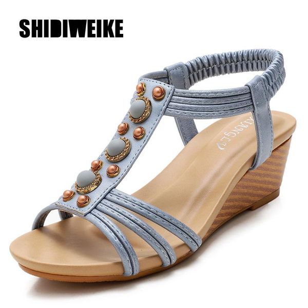 

fashion new women sandals wedge summer casual comfortable soft bottom light beach sandals ladies roman shoes va419, Black
