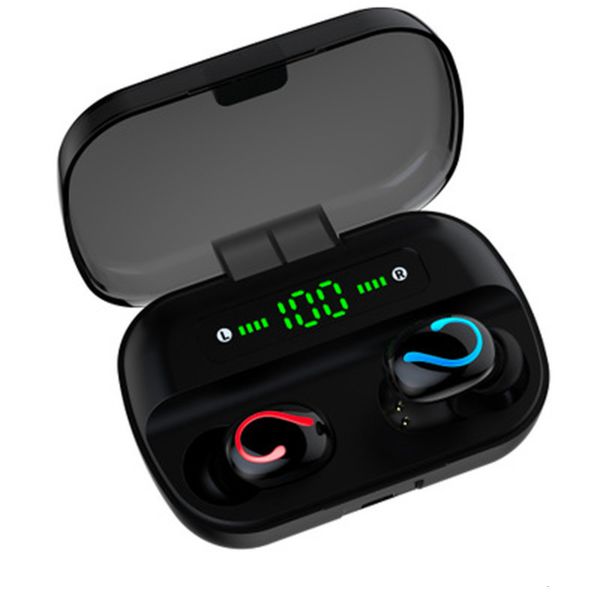 

2019 new bluetooth with digital display mobile power wirels charging bin portable headset gift