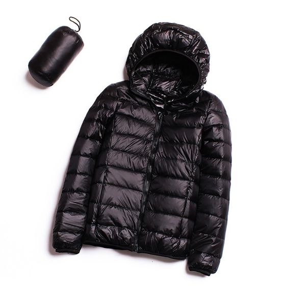 

2020 winter ultra female light jacket 90% duck down coats with long thin sleeve warm coat parka spring outwear 5a1r, Black