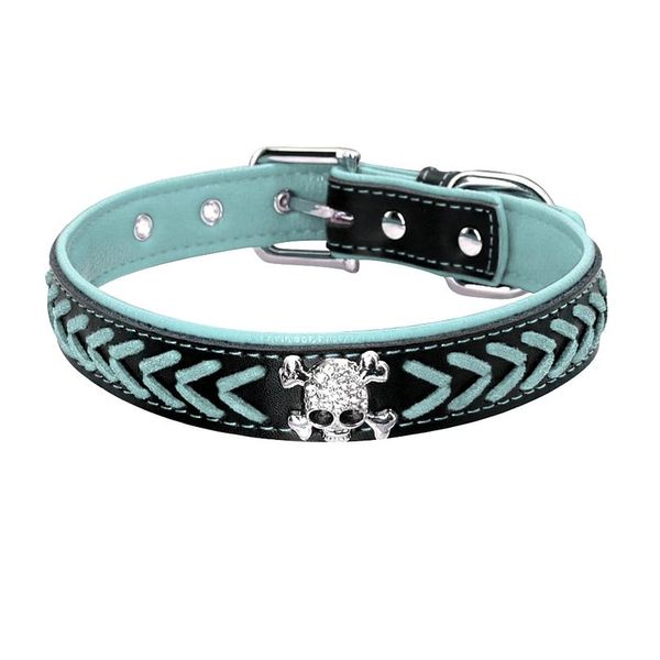 

cool braided leather dog collar soft padded skull studded pet dogs collars adjustable for medium large dogs pitbull boxe bbyjzm
